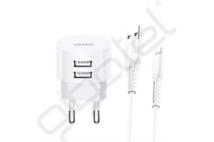 USAMS T20 hálózati töltő 2 USB aljzat 10W, gyors
