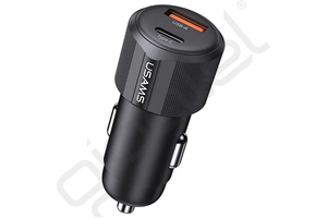 USAMS YT autós töltő USB+Type-C aljzat 60W, PD